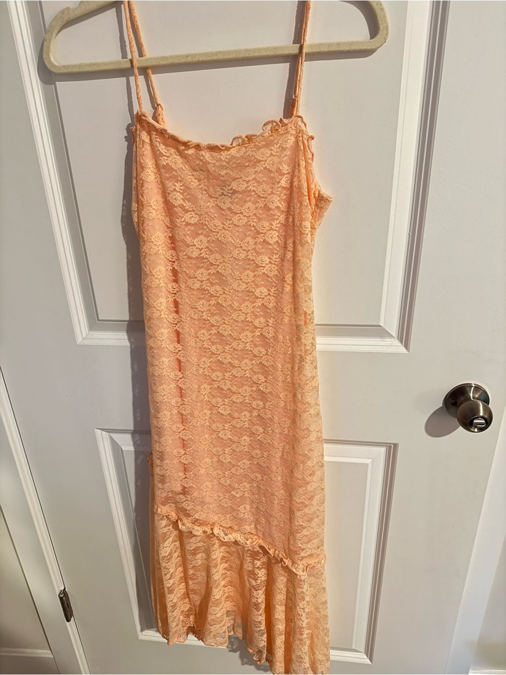 Fit & Flare Lace Peach Midi Dress Size S